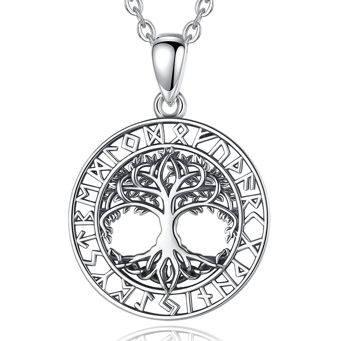 Video - Az Elder Futhark rúnákkal körülvett Yggdrasil (viking életfa) ezüst medál