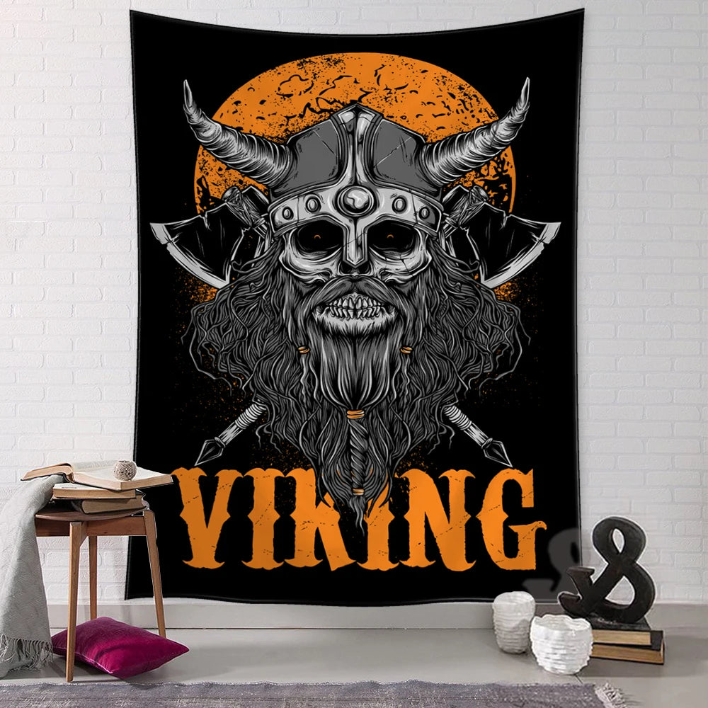 Video - Viking mitológiai elemeket ábrázoló fali szövet dekoráció