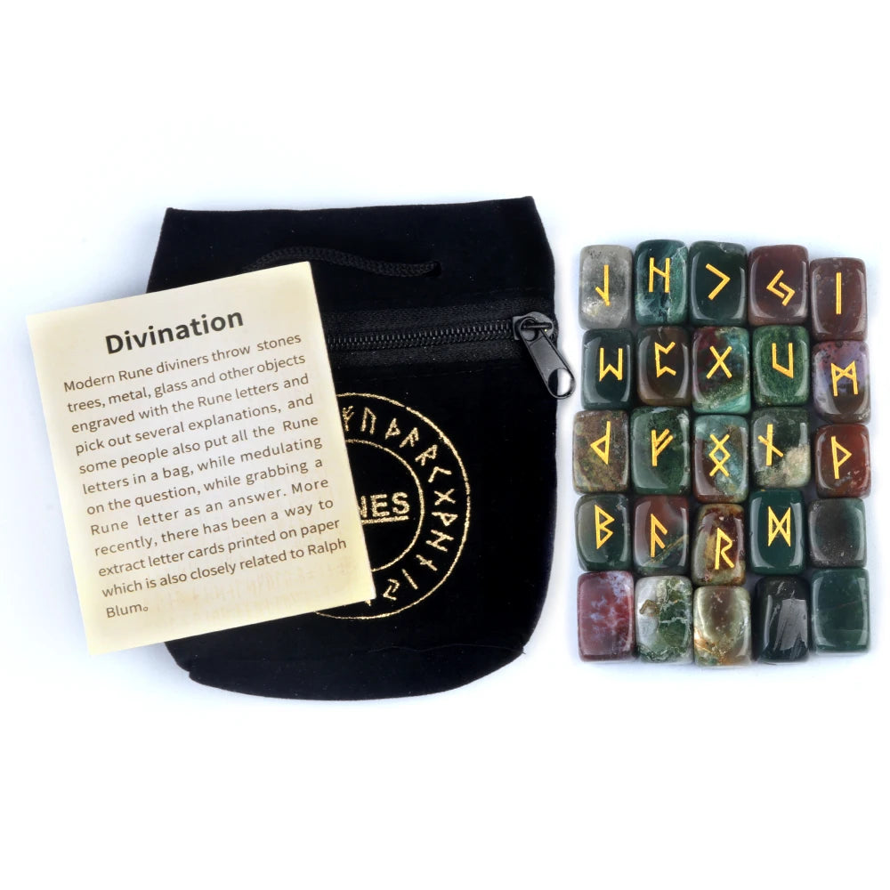 25 db-os Elder Futhark rúnakő készlet