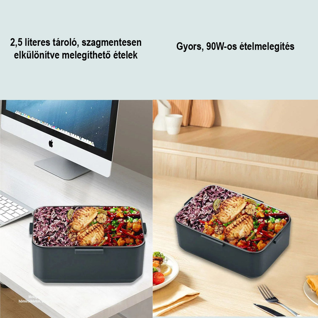 2.5 + 1 literes elektromos ételhordó doboz melegítő funkcióval