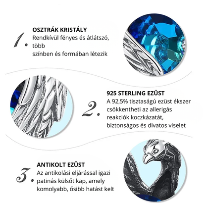 Kristály főnix ezüst medál