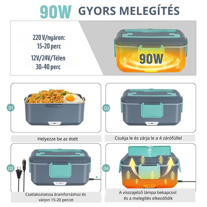 2.5 + 1 literes elektromos ételhordó doboz melegítő funkcióval