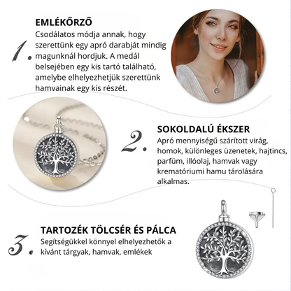 Ezüst urna medál Életfa motívummal
