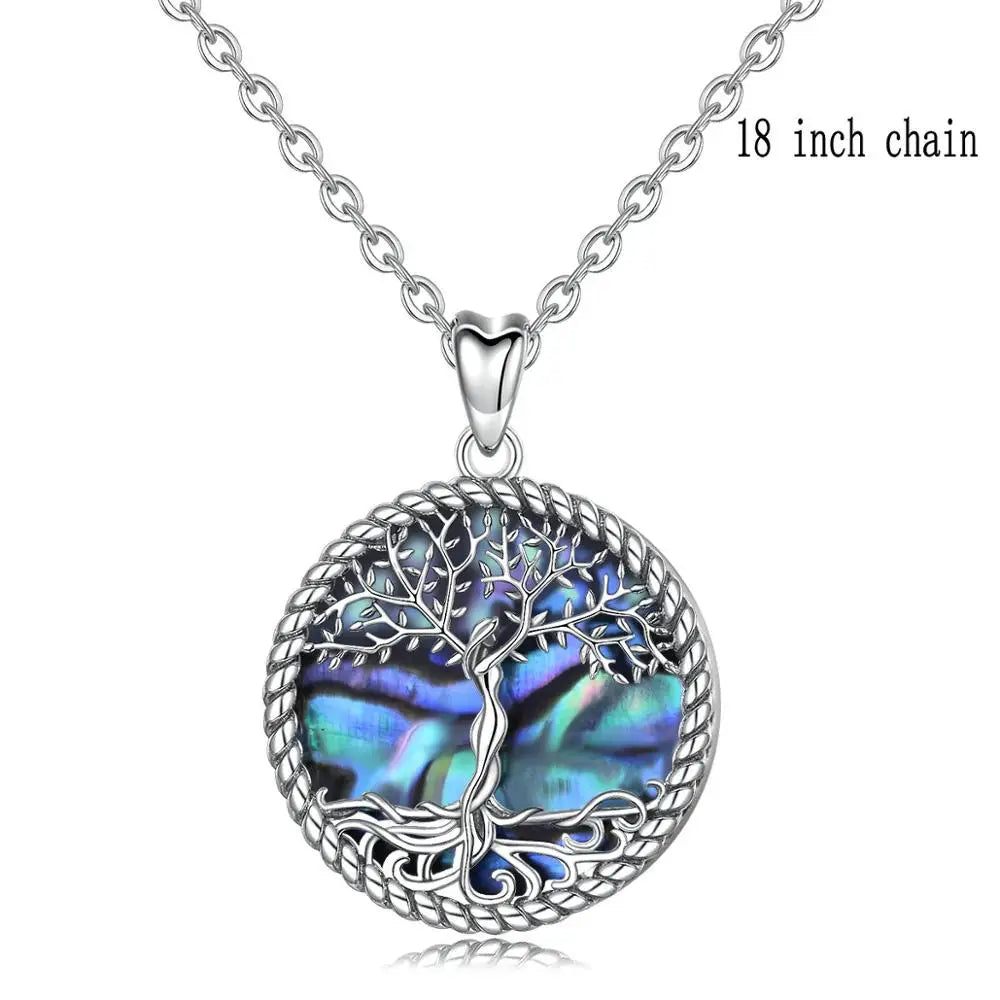 Abalon gyöngyházzal díszített Életfa ezüst medál