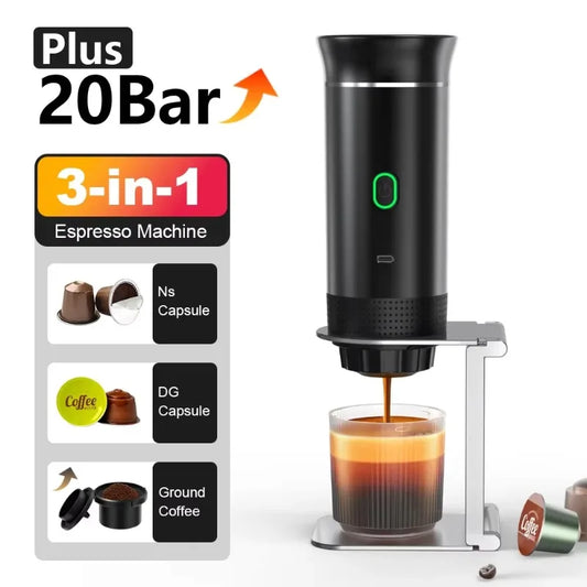 (Nescaffe, Dolche Gusto, őrölt kávé) Vezeték nélküli hordozható multikapszulás kávéfőző 3 az 1-ben
