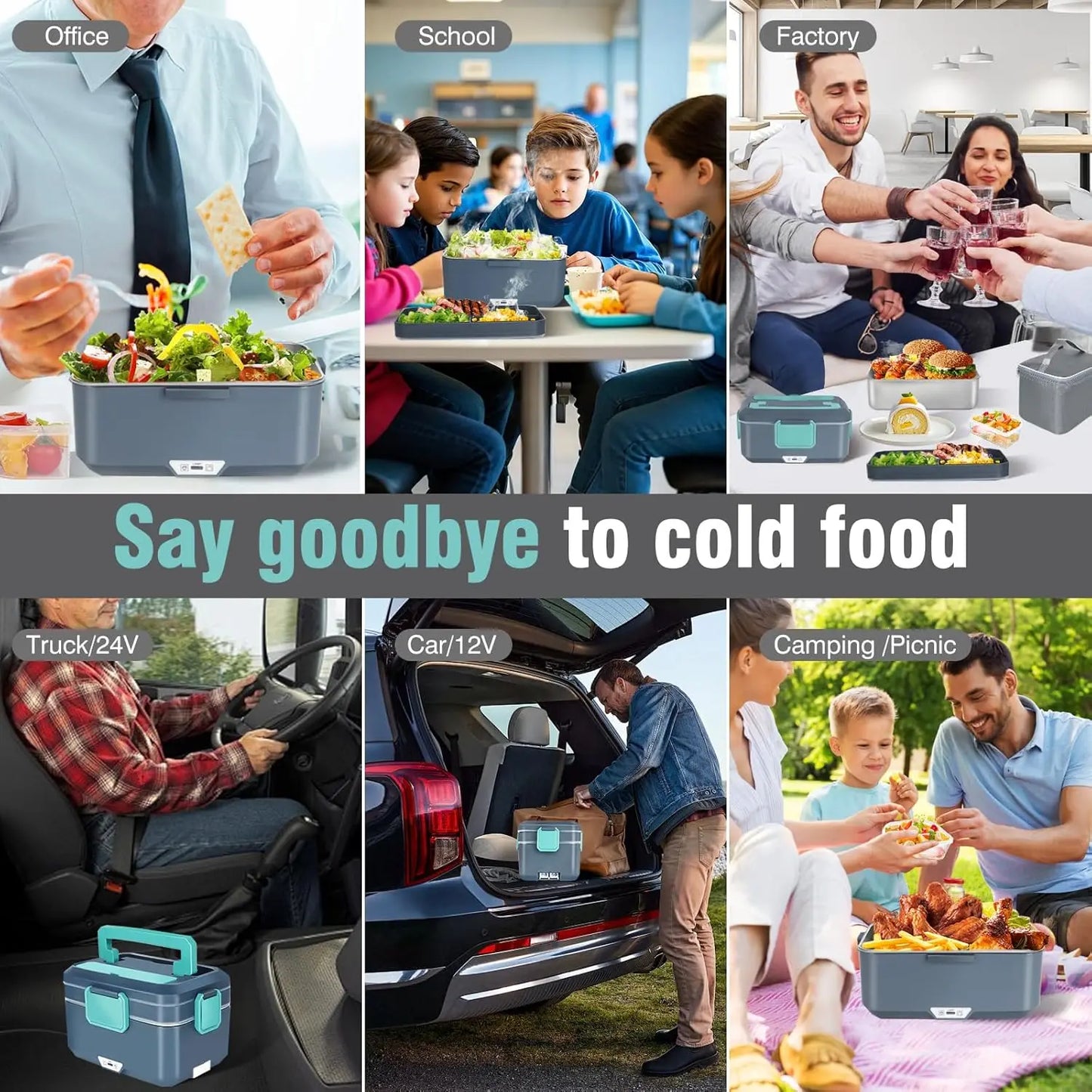 2.5 + 1 literes elektromos ételhordó doboz melegítő funkcióval