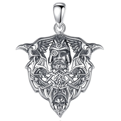 Farkasfej alakú Odin ezüst medál hollóval díszítve