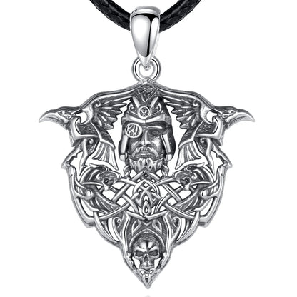 Farkasfej alakú Odin ezüst medál hollóval díszítve